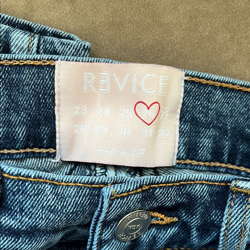 REVICE Two-Tone Blue High Rise Patchwork Jeans - Picture 4 of 16
